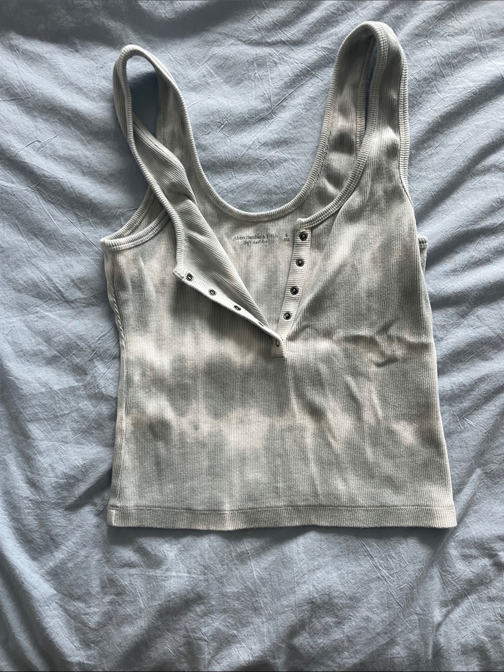 Abercrombie Ribbed Henley Tank Top - light green/blue tie dye